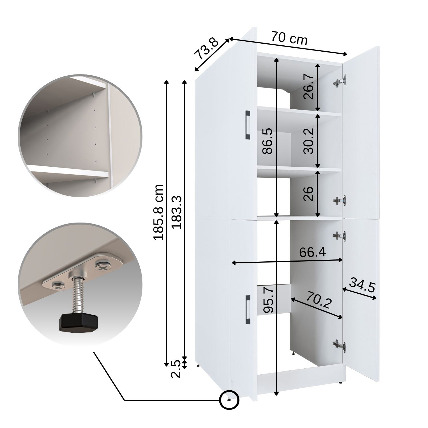 Roomart Waschmaschinenschrank SERIE DORA-II, 70 cm breit - Produktbild 4
